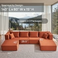 thumbnail image 5 of YINIX 140"Corduroy Sectional Sofa for Living Room, Comfy Cloud Couch with Movable Ottomans, Orange, 5 of 9