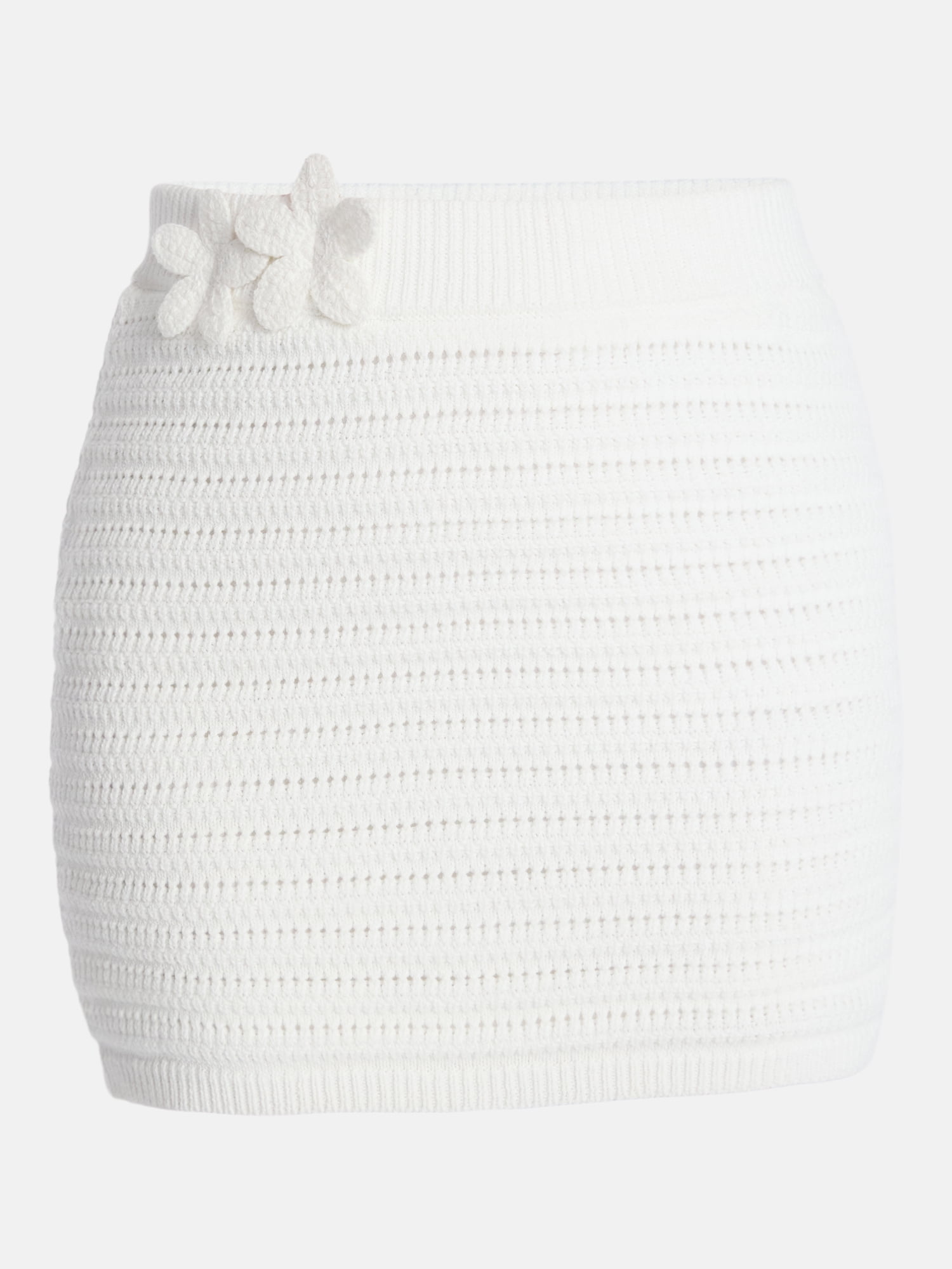 Madden NYC Women’s Crochet Cotton Mini Skirt with 3D Flowers, Sizes XXS-XXL