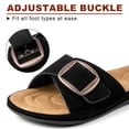 thumbnail image 4 of Ecetana Flat Sandals for Women Slip On Leather Slide Sandals Open Toe Beach Sandals for Summer, 4 of 6