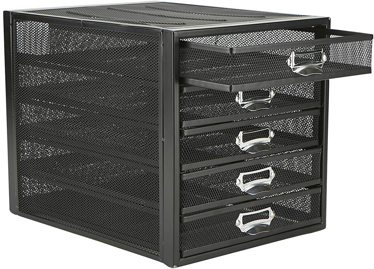 Mind Reader 5cabmesh Blk 5 Cabinet Metal Drawers File Office Storage Heavy Duty Multi 8402