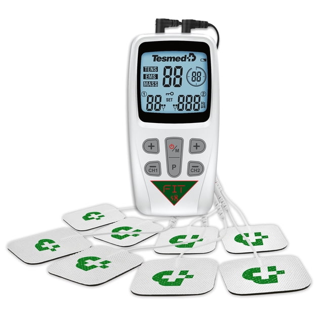 TESMED Fit 5.8: Estimulador muscular para EMS, TENS, Masaje (3 funciones en 1), 22 programas, 6 de ellos personalizables, ideal para aliviar el dolor y estimular los músculos del abdomen, glúteos y pe