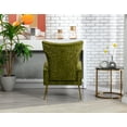 thumbnail image 3 of Velvet Accent Chair, Modern Upholstered Armchair with Arms and High Back, Comfy Leisure Single Sofa Chair with Golden Metal Legs for Living Room Bedroom, Olive, 3 of 7