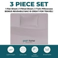 thumbnail image 3 of Posh Home Jersey Knit Sheet Set 4-Piece Breathable Cotton Sheets - Flat, Fitted Sheets & 2 Pillowcases - Full, Lilac Haze, 3 of 9
