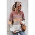 thumbnail image 2 of Pulls Décontractés Manches Longues Col Rond Couleur Patchwork Pull en Tricot Tops, 2 of 7