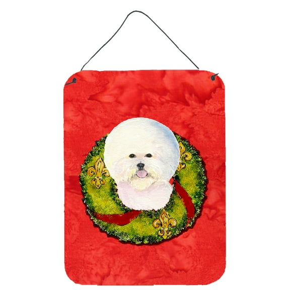 Bichon Frise Cristmas Wreath Wall or Door Hanging Prints