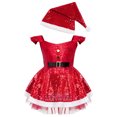 thumbnail image 1 of Disfraz de elfo de lentejuelas para niñas, disfraz de Navidad, Año Nuevo, carnaval, fiesta, puesta en escena, Ropa de baile, vestido de Papá Noel con sombrero, 1 of 6