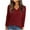 Wine, variant on ShiShine V Neck Long Sleeve Shirts for Women Fall Tops Tunic Sweaters Loose Fit 2025