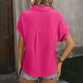 thumbnail image 5 of ORT Womens Short Sleeve Button up Dress Shirt Textured Collared Summer Work Blouse(Hot Pink,M), 5 of 8