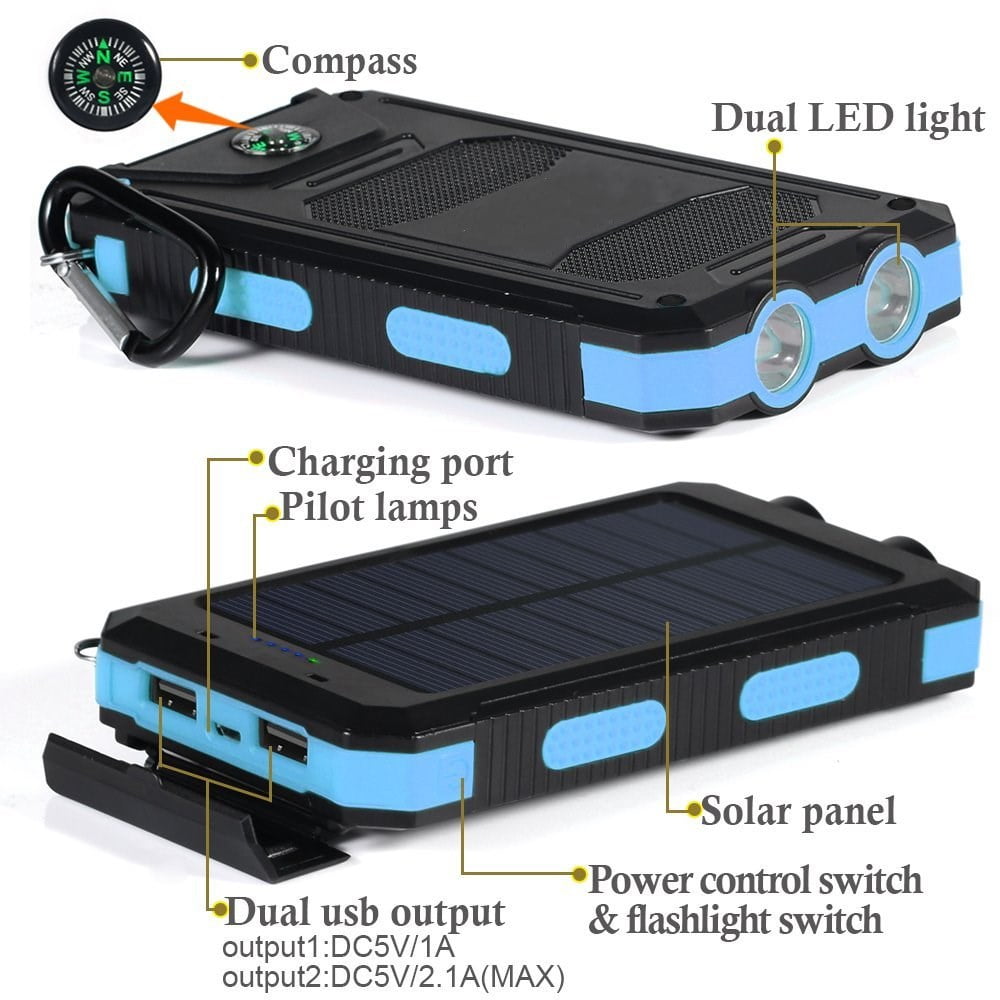 iMeshbean 30000mAh Power Bank Solar Charger Waterproof Portable