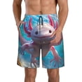 thumbnail image 2 of Uemuo Cute Underwater Axolotl Pattern Men's Swim Trunks Hawaiian Beach Bathing Suit Swimsuits Beach Quick-Dry Shorts with Pockets-Medium, 2 of 9
