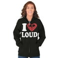 thumbnail image 3 of I Love Loud Heart Eyes Funny EDM Pot Unisex Fleece Graphic Zip Up Hoodie Brisco Brands 5X, 3 of 5