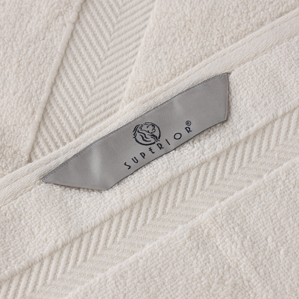 Superior Zero Twist Cotton Face Towel Washcloth Set of 12, Ivory