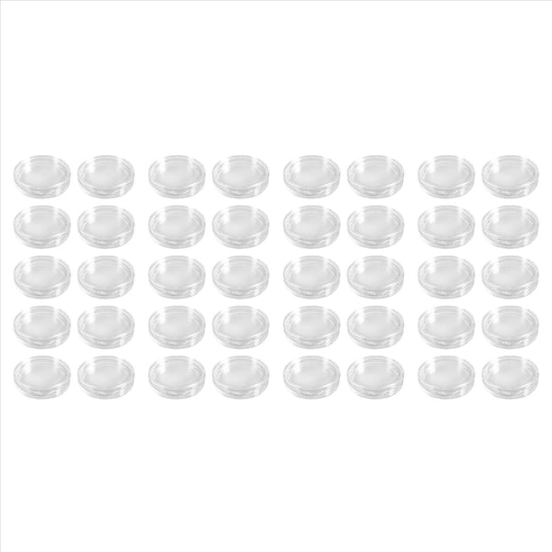 40 Pzs Caja De Monedas De Plastico Transparente Redonda Pequena 40mm