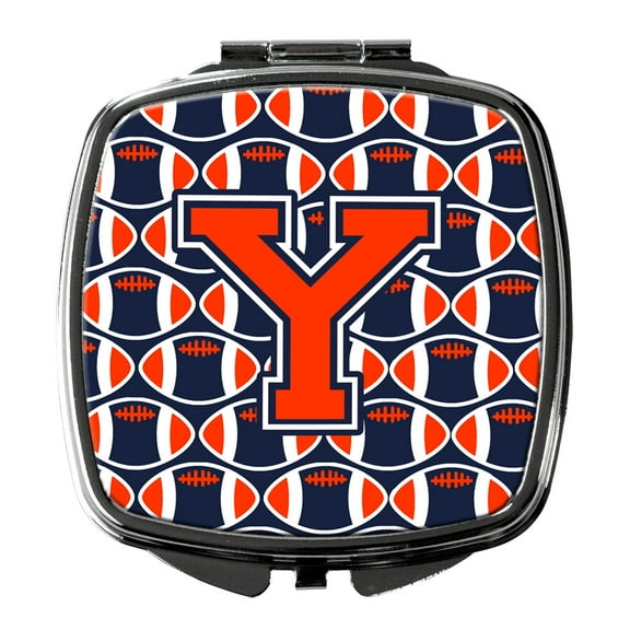 Letter Y Football Orange Blue and white Compact Mirror CJ1066-YSCM