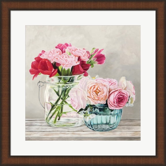Fleurs et Vases Blanc I by Remy Dellal, Framed Wall Art, 19.75W x 19.75H