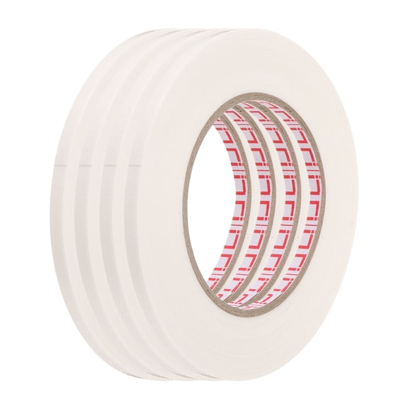 Uxcell 4 Rolls Wire Harness Cloth Tape 1/4"x164ft(6mmx50m) 0.2mm Thick Fabric High Adhesive Tearable Heat Resistant Tapes for Carpet Seaming Auto Cable Fixed, White