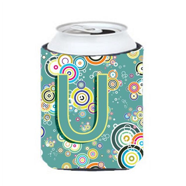 Carolines Treasures CJ2015-UCC Letter U Circle Circle Teal Initial Alphabet Can & Bottle Hugger