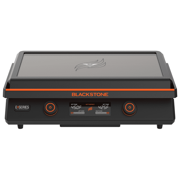 Blackstone E-Series Griddle, 22" Electric Tabletop Flat Top Grill with Hood and Prep Cart, Black