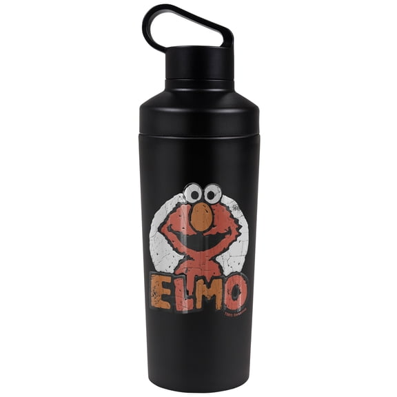 Sesame Street Official Elmo Name 18 oz Insulated Water Bottle, Leak Resistant, Vacuum Insulated Stainless Steel with 2-in-1 Loop Cap