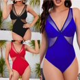 thumbnail image 2 of ENJOYW Women Swimsuit See-through Mesh Deep V Neck Patchwork Summer Monokini for SwimmingPolyester, 2 of 7