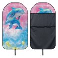 thumbnail image 6 of POLERO 1 Pack Car Seat Towel Cover Easy Install, Compatible with Van Truck Car Interior Plush Microfiber Car Seat Cover Watercolor Two Dolphins, 6 of 7