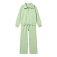 thumbnail image 4 of Enjoytime Girls Outfits Collared Quarter Zip Sweatshirt Pants 2 Piece Set Kids Casual Fashion Long Sleeve Sweatsuit, 4 of 7
