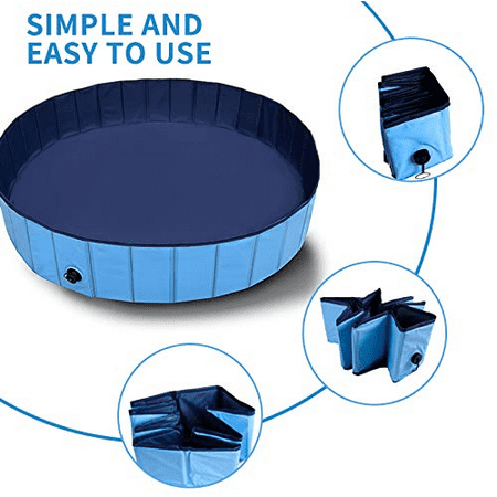 Foldable Dog Pet Bath Pool Collapsible Wading Pool Pits Ball Pool, Plastic Portable Bathing