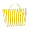 thumbnail image 3 of Bolso de trabajo a rayas, gran capacidad, impermeable, tipo hobo, ideal para la playa, el trabajo y los viajes. Blanco amarillo, 3 of 9