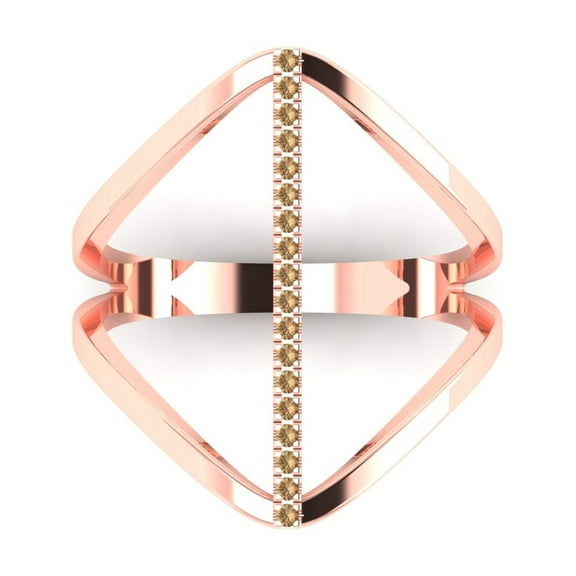 Statement Engagement Ring for Women - 0.09ct Simulated Champagne Diamond in 14K Rose Gold Promise Ring