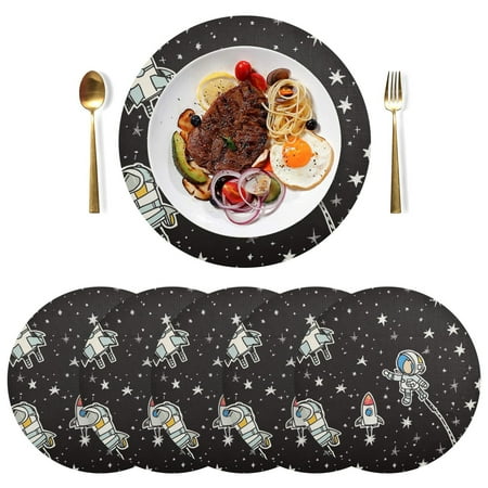 

Round Placemats Plate Mats 15 Inch Non-Slip Heat Resistant Washable PVC Set Table Decoration for Kitchen Dining Twinkling Stars