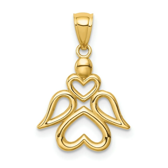 Finest Gold 14K Yellow Gold Angel Pendant