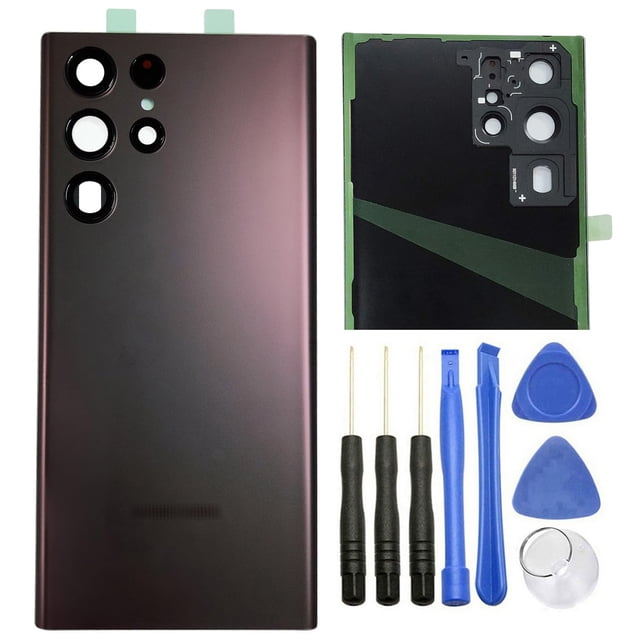 ubrokeifixit - Carcasa trasera de cristal para Galaxy S22 Ultra 5G, color burdeos