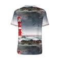 thumbnail image 2 of Daiia 3d Lighthouse in the Surf Mens Baseball Jersey Button Down Shirts Short Sleeve Sports Uniforms-Medium, 2 of 9