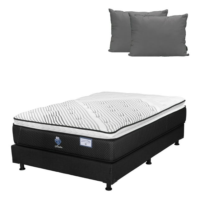 Colchón Matrimonial Alaska Spring Air + Box + Almohadas 2-Pack