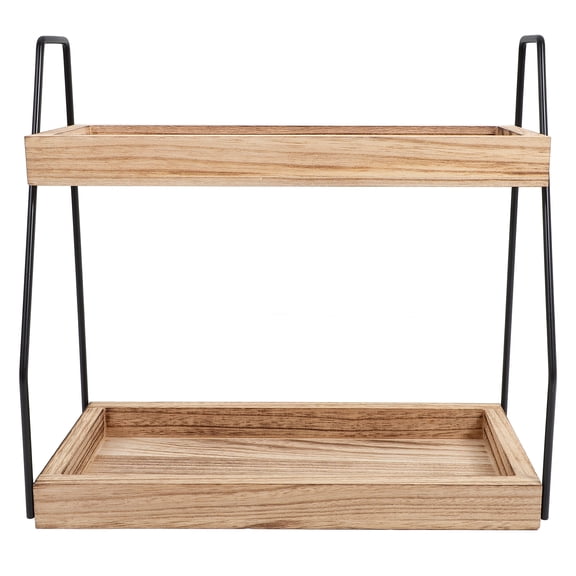 OUNONA  Cosmetics Storage Rack Countertop 2 Tier Shelf Bathroom Organizer Men Trays for