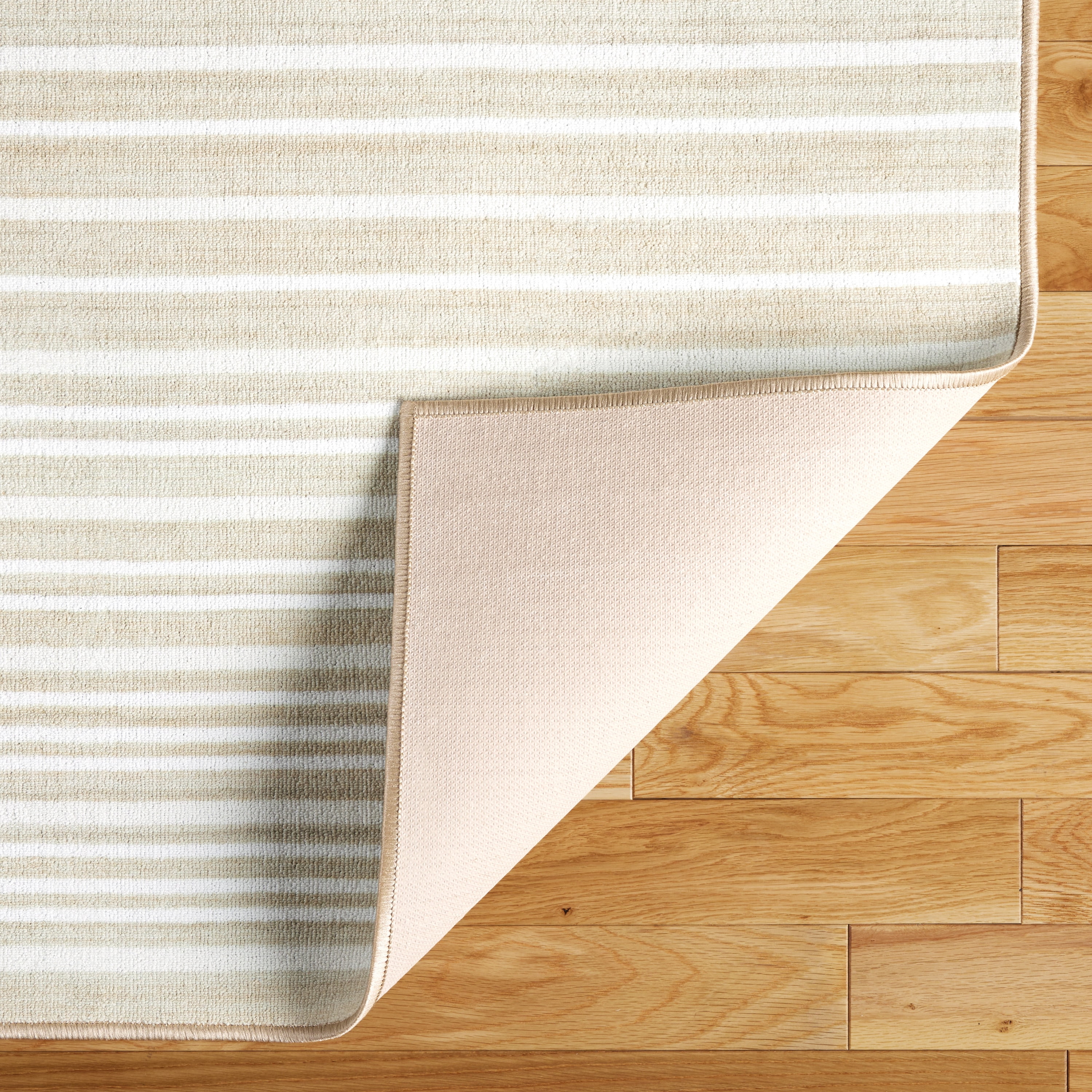 TOWN & COUNTRY BASICS Layne Modern Stripe Everwash® Washable Area Rug with Non-Slip Backing, Pet Friendly Rug, Cream/Beige, 5'2"x7'2"