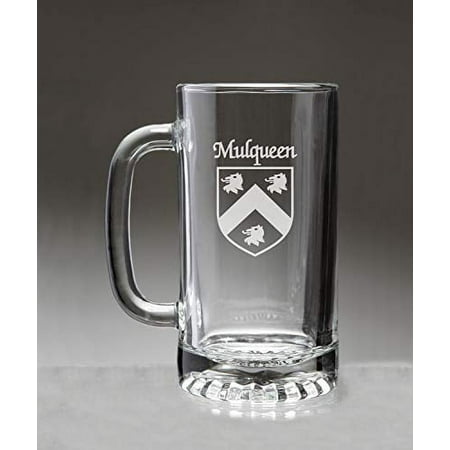 

Mulqueen Irish Coat of Arms Glass Beer Mug (Sand Etched)