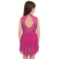 thumbnail image 6 of Aislor Girls Lyrical Dance Mock Neck Ruched Ballet Skirted Leotard Ballerina Ice Skating Dress Hot Pink 10, 6 of 7