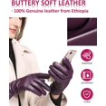 thumbnail image 3 of Warm Fleece Lining Touchscreen Texting Driving Winter Womens Leather Gloves, Dark Purpel, Small, 3 of 7