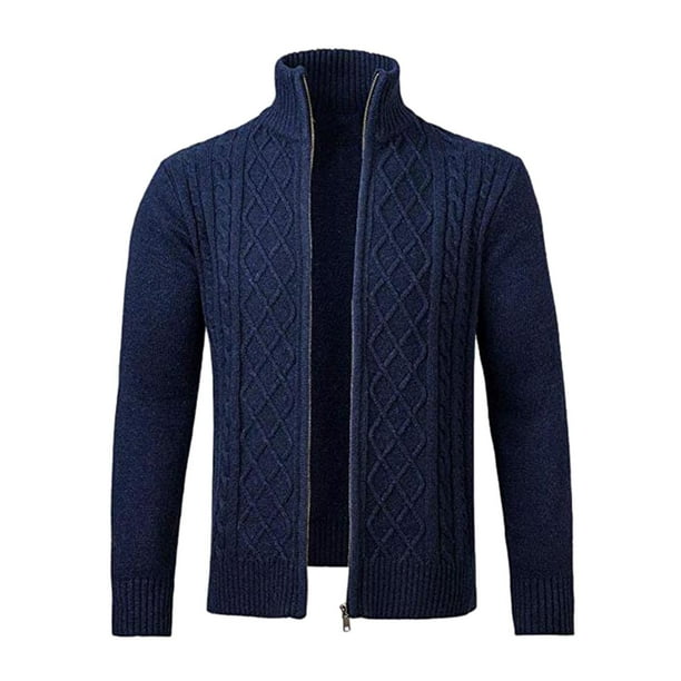 Gibobby Cardigan con cierre hombre Sueter de punto informal para hombre con cierre completa cuello alto ajuste ajustado para hombre Azul CH Walmart en linea