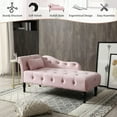 thumbnail image 4 of Holaki 60.6" Velvet Chaise Lounge Buttons Tufted Nailhead Trimmed Solid Wood Legs with 1 Pillow,Light Pink, 4 of 9