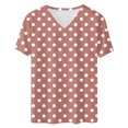 thumbnail image 5 of JSheng Summer Plus Size Womens T-Shirts Women's Oversized V-neck Short Sleeve Polka Dot Casual Loose Tops Brown L, 5 of 5