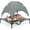 Gray, variant on YYEAN 36in Elevated Cooling Dog Bed, Outdoor Raised Mesh Pet Cot w/Removable Canopy Shade Tent, Carrying Bag, Breathable Fabric-Red