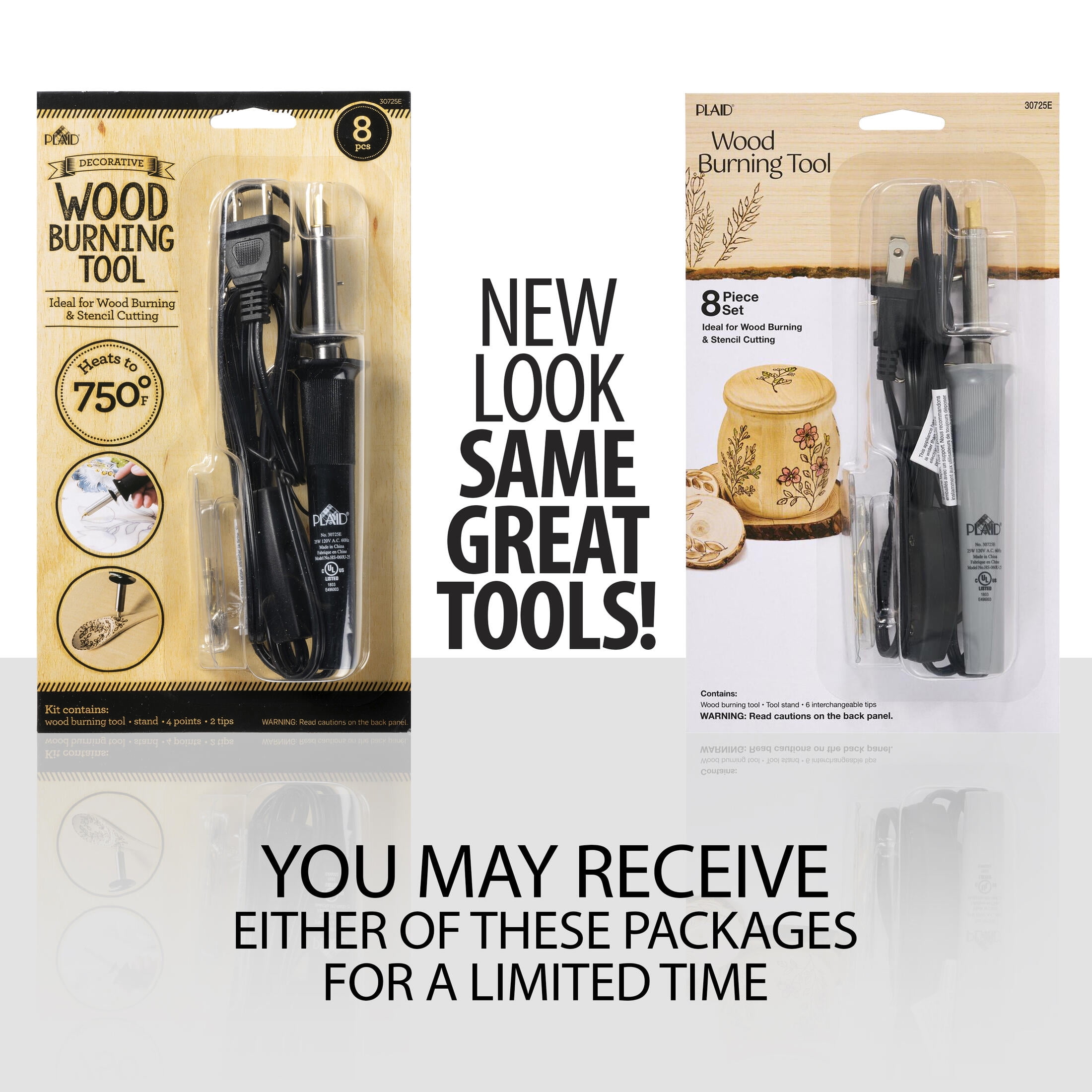 (2 pack) Plaid 8 Pcs Electric Wood Burning Tool Kit, Stencil Cutter, Custom Stencils, Decorative, Custom Crafting Design Tips, Craft Set, Wood Burning Tips