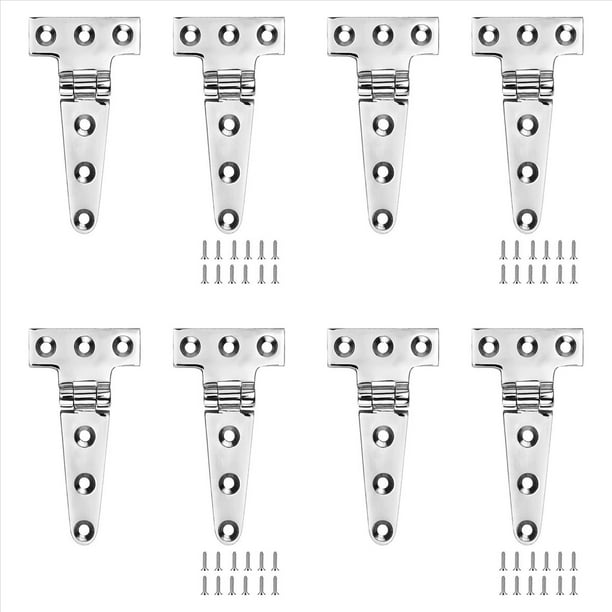 Bisagras en T de Marino, Bisagras para Barcos, 4 Pulgadas X 2 Pulgadas, Sin Ruido, Acero Inoxidable 316 Resistente con Tornillos (8 Piezas)