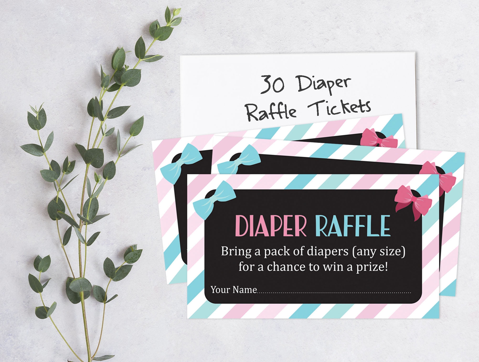Inkdotpot 30Gender Reveal Baby ShowerDiaper Raffle Ticket Lottery Insert Cards Supplies Games For Baby Shower Party Bring A Pack Of Diapers To Win Favors Gifts And Prizes