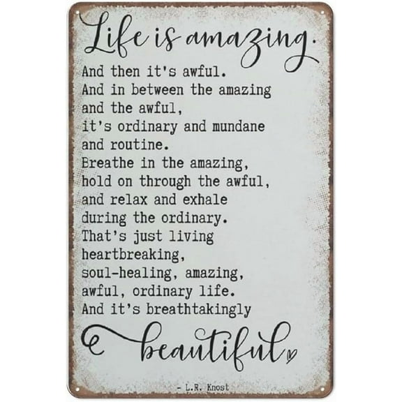 Life is Amazing Tin Signs, Inspirational Sign, Life is Beautiful Funny Vintage Metal Sign Plaqu Poster Wall Art Pub Bar Kitchen Garden Bathroom Home Decor, 8x12 inches