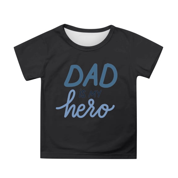 XUELUO Toddler Girls Tops & T-Shirts Summer Father's Day Letter Print Crew Neck Short Sleeve Loose Casual Fashion T-shirts Sportwear,Black,3-4 Years