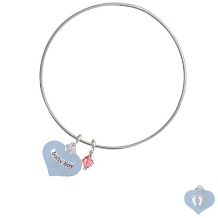 Delight Jewelry Baby Boy Blue Heart With Baby Feet Pink Bicone Bangle Bracelet Walmart Com