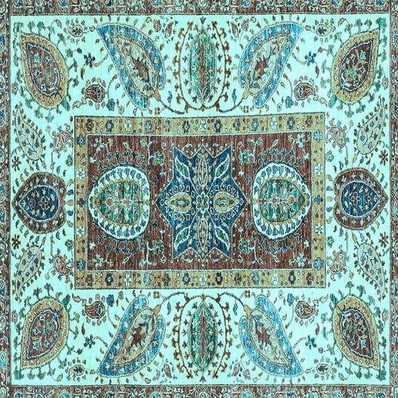 Ahgly Company Indoor Square Abstract Light Blue Modern Area Rugs, 7' Square